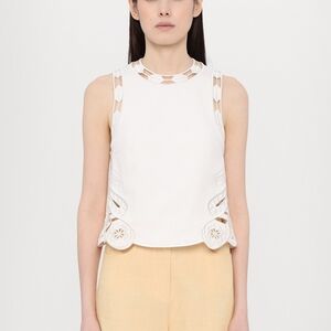 Commense Medium NWT Embroidery Cut-Out Semi-Sheer Top